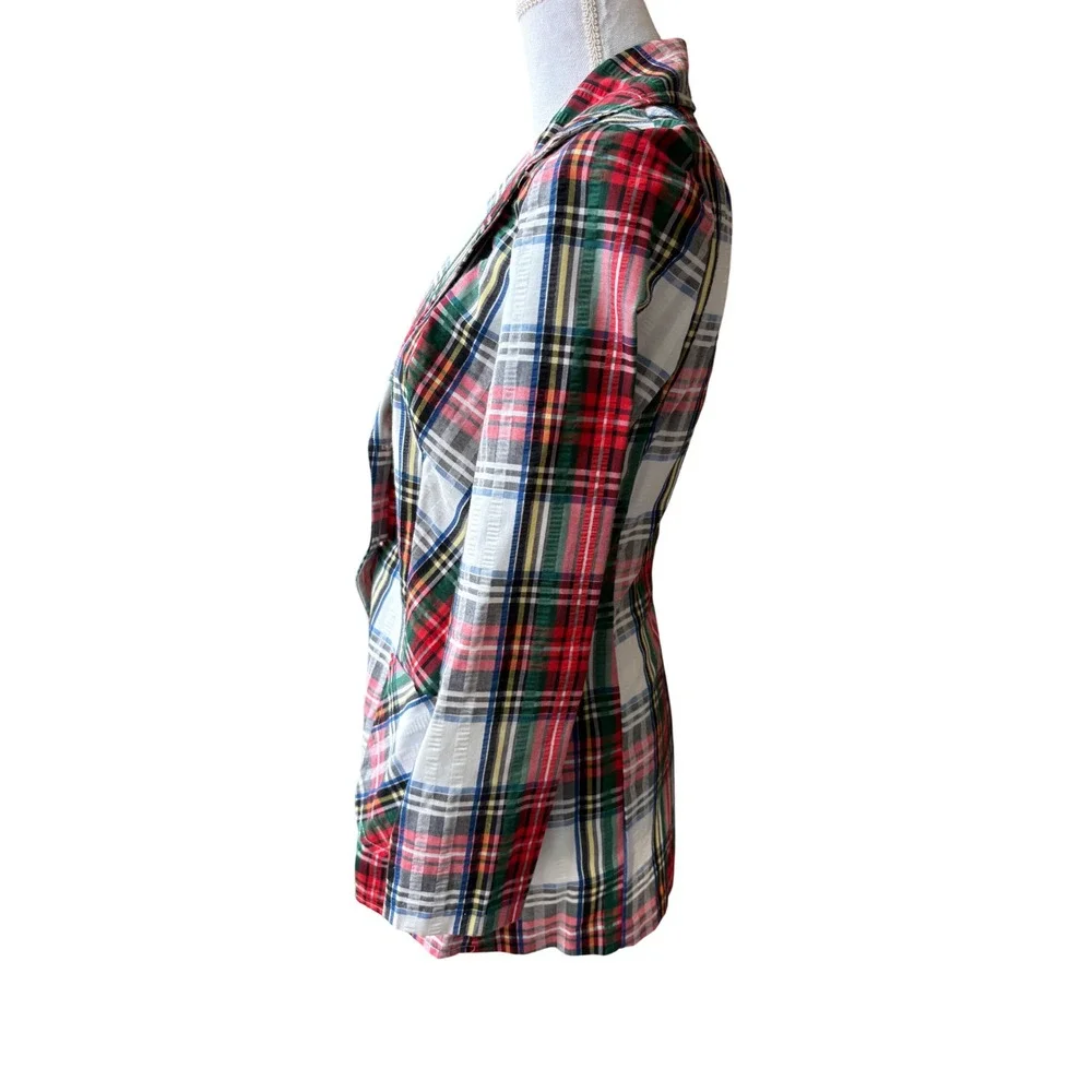 Vintage Pins & Needles Plaid Blazer Women's XS Tartan Preppy Tailored Jacket 70s